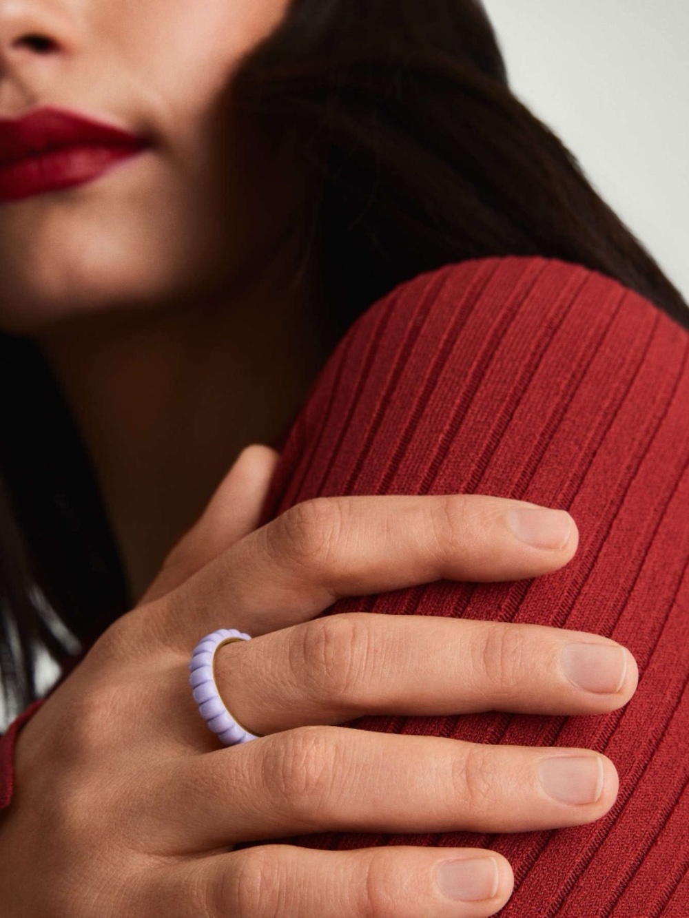 MEJURI CHARLOTTE SLIM ENAMEL STACKABLE RING - Picture 8 of 12